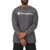 imageChampion Mens Long Sleeve Tshirt Classic Tshirt for Men Reg Or Big ampamp TallGranite Heather Script