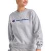 imageChampion Womens Sweatshirt Fleece Crewneck Sweatshirt Warm Sweatshirt for Women Plus Size AvailableOxford Gray  Classic Script Logo