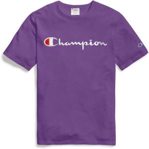 imageChampion Mens Heritage Short Sleeve Tee Mens TShirts Vintage Shirts Mens Tee Shirts GraphicsPurpleembroidered Script