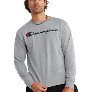 imageChampion Mens Long Sleeve Tshirt Classic Tshirt for Men Reg Or Big ampamp TallOxford Gray Script
