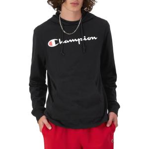 imageChampion Mens Long Sleeve Tshirt Hoodie Retired ColorsBlack  Classic Script Logo