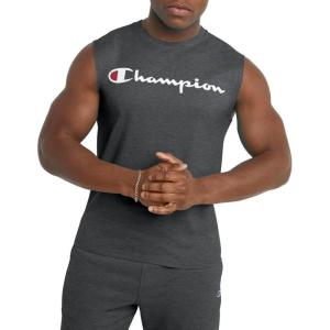 imageChampion Mens Muscle Tank Classic Graphic Muscle Tee Sleeveless Tshirt for Men Reg Or Big ampamp TallGranite Heather  Classic Script Logo