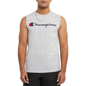 imageChampion Mens Muscle Tank Classic Graphic Muscle Tee Sleeveless Tshirt for Men Reg Or Big ampamp TallOxford Gray  Classic Script Logo