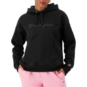 imageChampion Womens Pullover Fleece Hoodie Loose Fit Midweight Script LogoBlack  Embroidered Script Logo