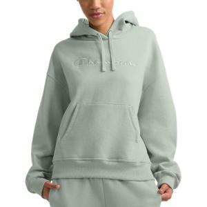 imageChampion Womens Pullover Fleece Hoodie Loose Fit Midweight Script LogoClever Sage  Embroidered Script Logo
