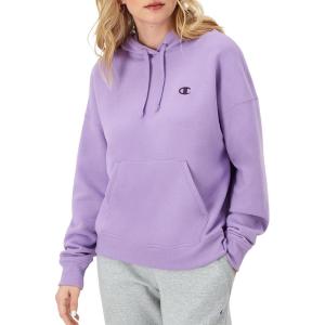imageChampion Womens Pullover Fleece Hoodie Loose Fit Midweight Script LogoLavish Lavender C Logo