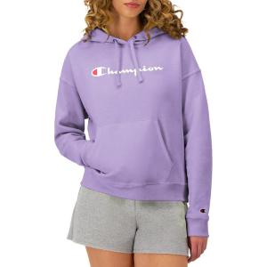 imageChampion Womens Pullover Fleece Hoodie Loose Fit Midweight Script LogoLavish Lavender Script