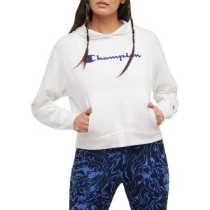 imageChampion Womens Pullover Fleece Hoodie Loose Fit Midweight Script LogoWhite Champion Script