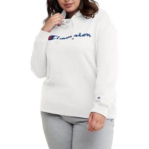 imageChampion Womens Pullover Fleece Hoodie Loose Fit Midweight Script LogoWhite Script