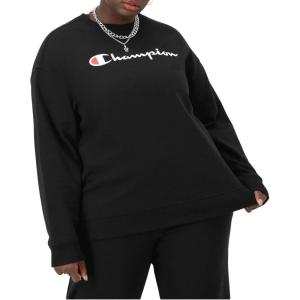 imageChampion Womens Sweatshirt Fleece Crewneck Sweatshirt Warm Sweatshirt for Women Plus Size AvailableBlack  Classic Script Logo