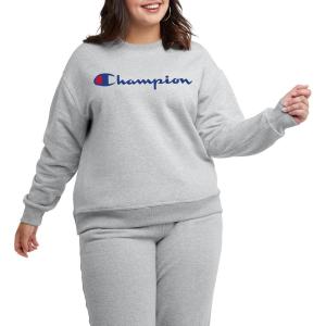 imageChampion Womens Sweatshirt Fleece Crewneck Sweatshirt Warm Sweatshirt for Women Plus Size AvailableOxford Gray  Classic Script Logo