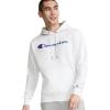 imageChampion Mens Fleece Script Logo Hoodie Reg Or Big ampamp TallWhite  Classic Script Logo
