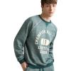 imageChampion Mens Yearbook Raglan Crewneck Sweatshirt CrestEmerald Allure Heather