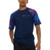 imageChampion Rash Guard for Men Short Sleeve Mens Swim Shirt Sun Shirt UPF 50 UV Protection SPF Quick Drying RashguardBlueLeaf