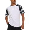 imageChampion Rash Guard for Men Short Sleeve Mens Swim Shirt Sun Shirt UPF 50 UV Protection SPF Quick Drying RashguardWhite Multi