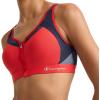 imageChampion Womens Sports Bra Motion Control Zip Highimpact Sports Bra Wirefree Bra for WomenRed Flame