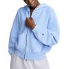 imageChampion womens Zipup Hoodie Vintage Wash Running Women C LogoPewter Blue