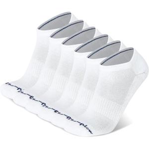 imageChampion Mens 6pack Low Cut Athletic Socks With Moisturewicking Breathable Stretch Size 612White Toe Logo