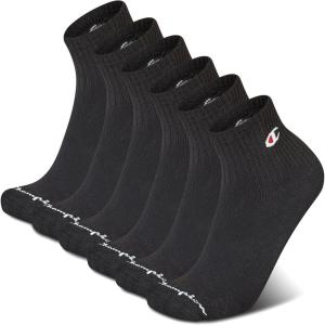 imageChampion Mens Ankle Socks  6Pack MoistureWicking Athletic Socks with Cushioning ampamp Arch Support Size 612High Quarter Black