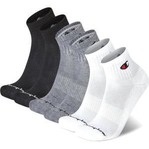 imageChampion Mens Ankle Socks  6Pack MoistureWicking Athletic Socks with Cushioning ampamp Arch Support Size 612Multi White  Grey  Black