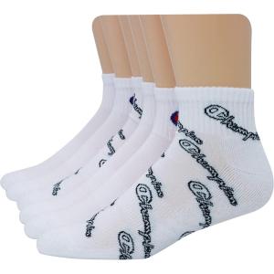 imageChampion Mens Ankle Socks  6Pack MoistureWicking Athletic Socks with Cushioning ampamp Arch Support Size 612White With All Over Script  6 Pack
