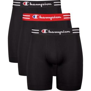 imageChampion Mens Everyday Active Lightweight Stretch Boxer Briefs  3 PackLong Leg  Black  3 Pack