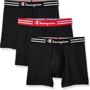 imageChampion Mens Everyday Active Lightweight Stretch Boxer Briefs  3 PackRegular Leg  Black  3 Pack