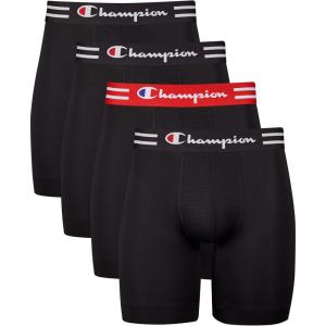 imageChampion Mens Everyday Active Lightweight Stretch Boxer Briefs  4 PackLong Leg  Black  4 Pack
