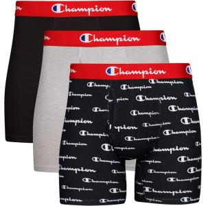 imageChampion Mens Everyday Cotton Stretch 3 PackBlackOxford Grey HeatherBlack Script Logo  3 Pack