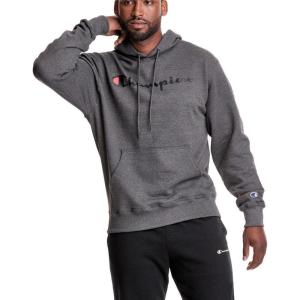 imageChampion Mens Fleece Script Logo Hoodie Reg Or Big ampamp TallGranite Heather  Classic Script Logo