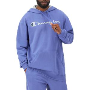 imageChampion Mens Fleece Script Logo Hoodie Reg Or Big ampamp TallStone Crush Blue  Classic Script Logo