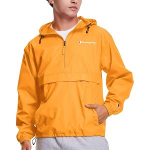imageChampion Mens Jacket Stadium Fullzip Jacket Wind Resistant Water Resistant Jacket for MenC Gold Small  Small Script Logo