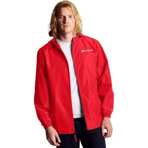 imageChampion Mens Jacket Stadium Fullzip Jacket Wind Resistant Water Resistant Jacket for MenScarlet Small Script