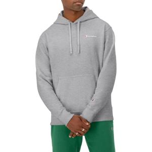 imageChampion Mens Pullover Fleece Hoodie Standard Fit Midweight C Logo Available in Regular and Big ampamp TallOxford Gray  Small Script Logo