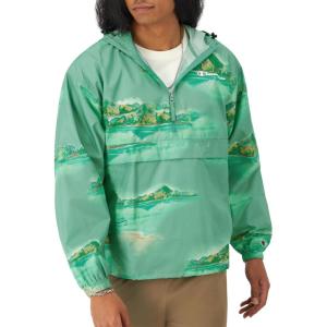 imageChampion Mens Stadium Packable Jacket Retired ColorsCamp Champion Aqua Crush Small Script
