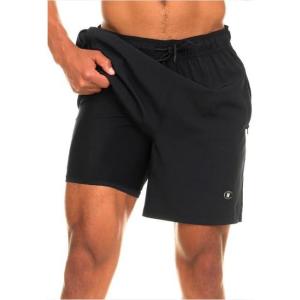 imageChampion Mens Swim Trunks with Compression Liner 2 in 1 Mens Bathing Suit Shorts 7 Inch Inseam Board Shorts for SwimmingBlack