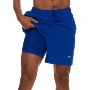 imageChampion Mens Swim Trunks with Compression Liner 2 in 1 Mens Bathing Suit Shorts 7 Inch Inseam Board Shorts for SwimmingBlue