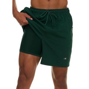 imageChampion Mens Swim Trunks with Compression Liner 2 in 1 Mens Bathing Suit Shorts 7 Inch Inseam Board Shorts for SwimmingGreen