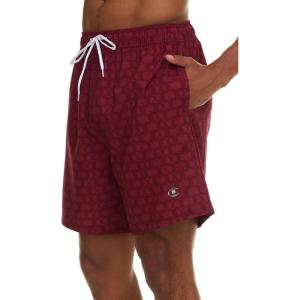 imageChampion Mens Swim Trunks with Mesh Liner 7quot Inseam Quick Drying Mens Bathing Suit Board Shorts for Swimming and BeachBurgundyLogo