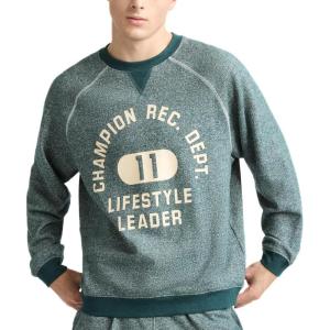 imageChampion Mens Yearbook Raglan Crewneck Sweatshirt CrestEmerald Allure Heather