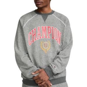 imageChampion Mens Yearbook Raglan Crewneck Sweatshirt CrestNine Iron Heather