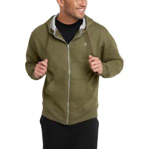 imageChampion Mens Zipup Hoodie Comfortable Zipup Hoodie Sweatshirt for Men Reg Or Big ampamp TallCargo Olive  C Logo
