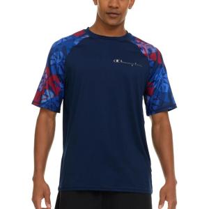 imageChampion Rash Guard for Men Short Sleeve Mens Swim Shirt Sun Shirt UPF 50 UV Protection SPF Quick Drying RashguardBlueLeaf