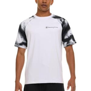 imageChampion Rash Guard for Men Short Sleeve Mens Swim Shirt Sun Shirt UPF 50 UV Protection SPF Quick Drying RashguardWhite Multi