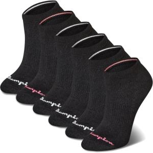 imageChampion Womens 6Pack Low Cut Athletic Socks with MoistureWicking Breathable Stretch Size 59Black Toe Logo