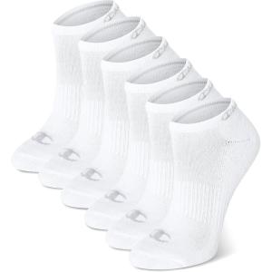 imageChampion Womens 6Pack Low Cut Athletic Socks with MoistureWicking Breathable Stretch Size 59White  Toe Logo