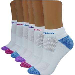 imageChampion Womens 6Pack Low Cut Athletic Socks with MoistureWicking Breathable Stretch Size 59WhitePurpleTealRaspberry