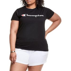 imageChampion Womens Classic Short Sleeve Graphic TShirt Standard Fit Script LogoBlack  Classic Script Logo