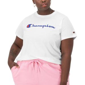 imageChampion Womens Classic Short Sleeve Graphic TShirt Standard Fit Script LogoWhite  Classic Script Logo