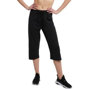 imageChampion Womens Cotton Capris Womens Drawstring Cropped Sweatpants Womens Capri Pants 18quotBlack